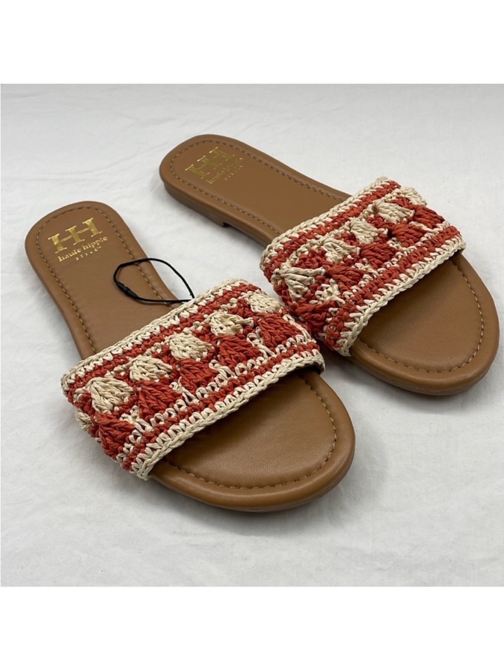 NEW! Haute Hippie Paper Raffia Hand Knit Sandals. 8.5.